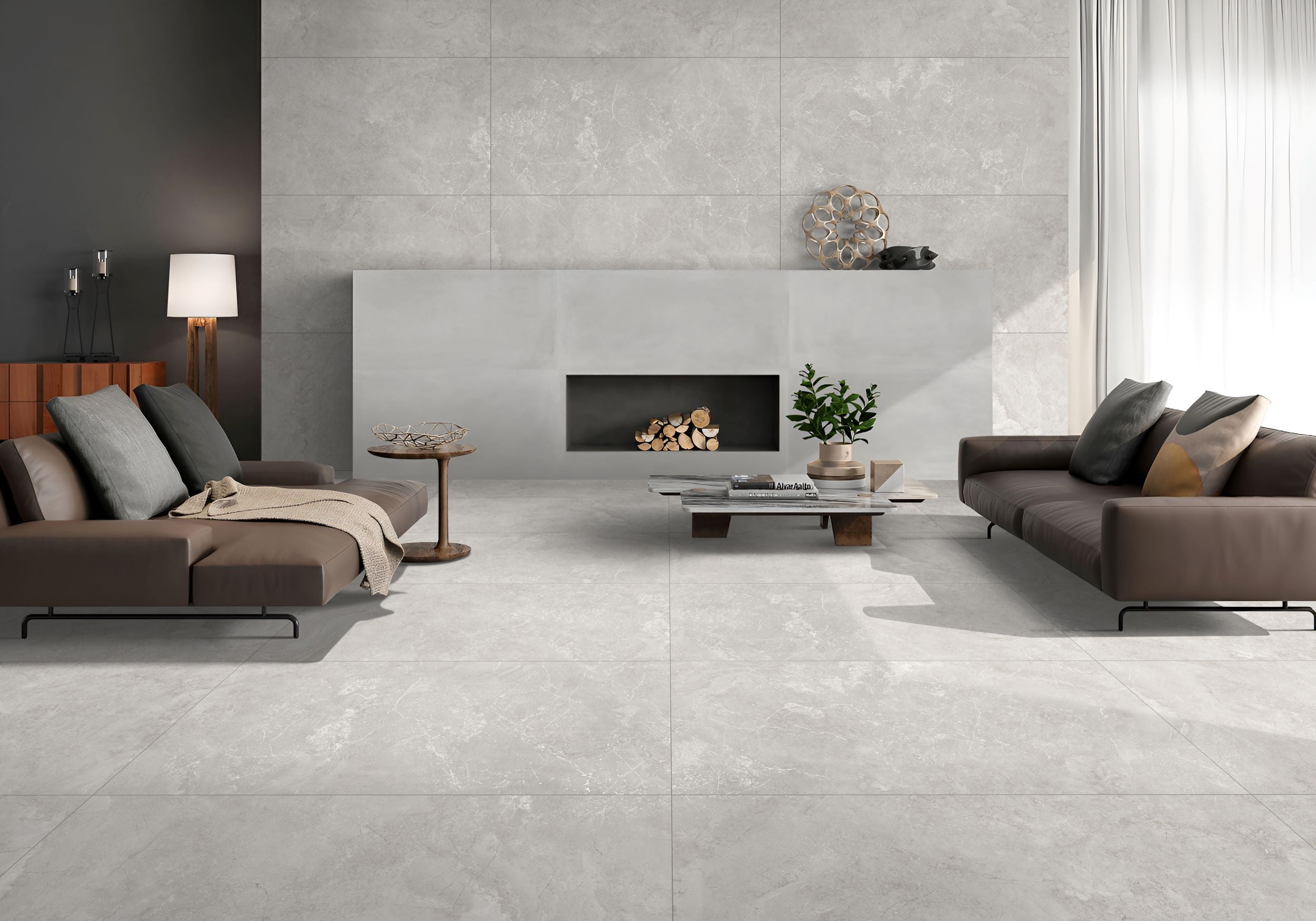 Emporia Carve Aston Grey Stone Effect Matt Porcelain Tile 800x1200mm