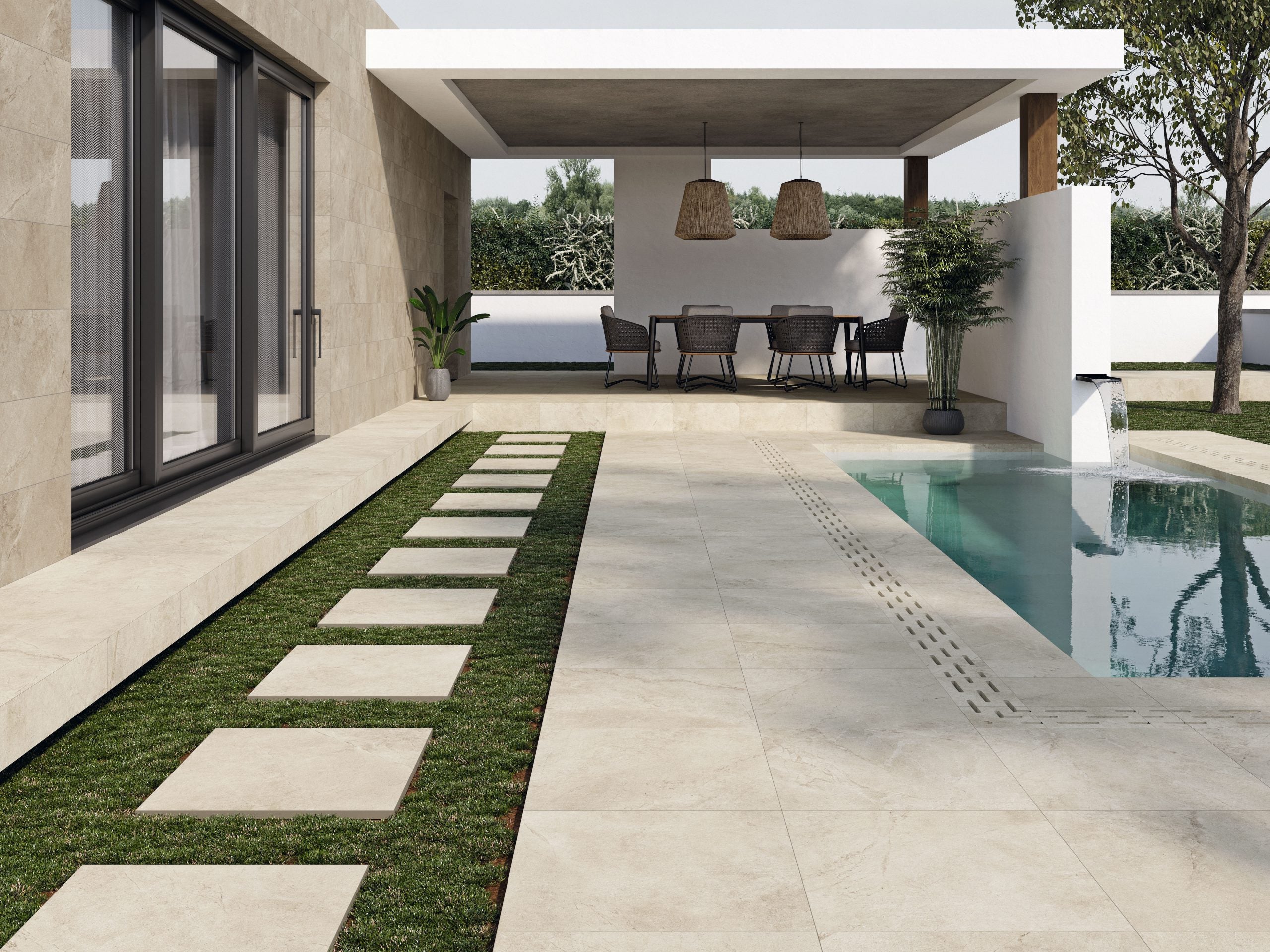 Emporia Haven Bone Stone Effect Matt Porcelain Tile 1000x1000mm