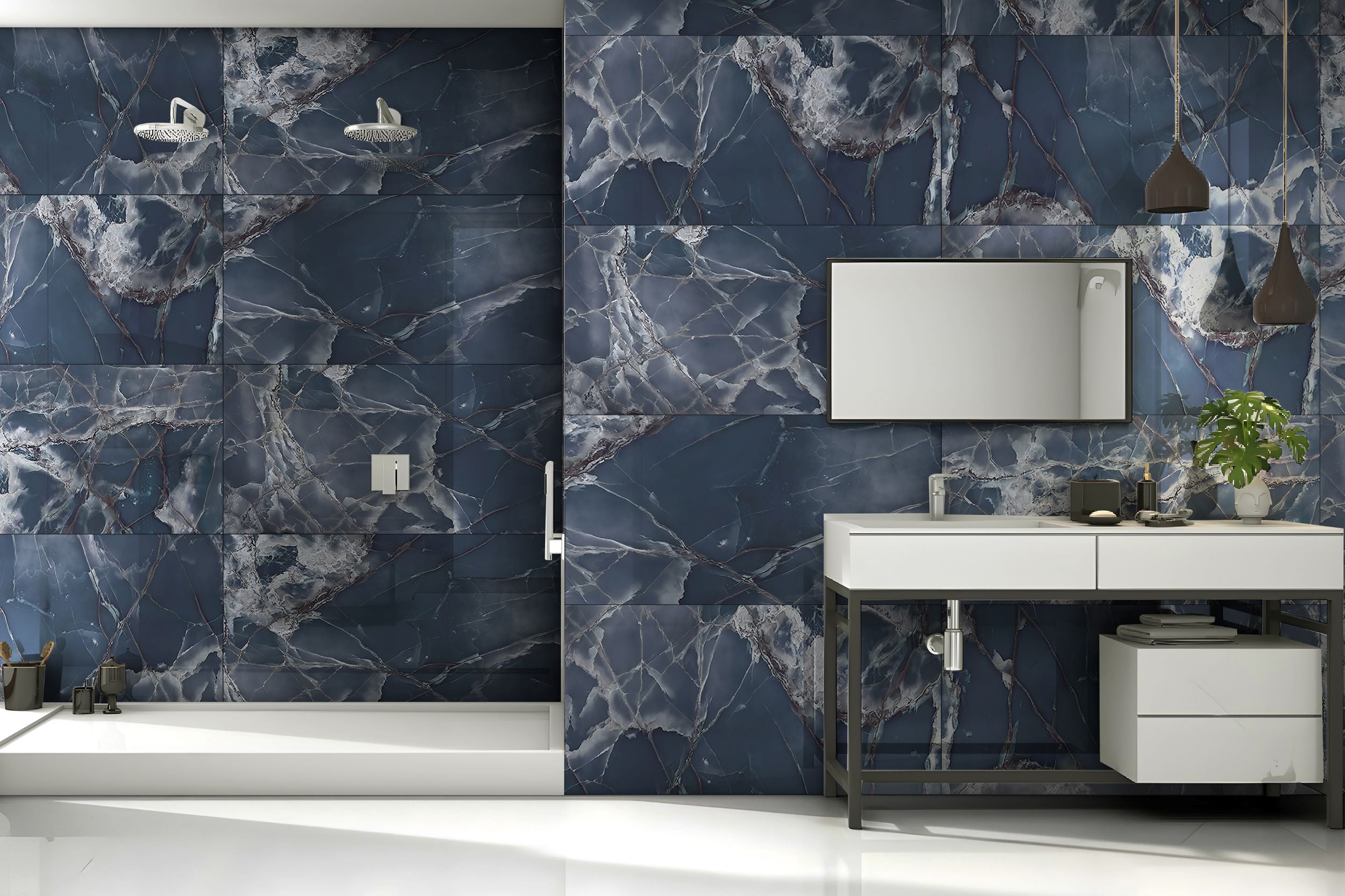 Emporia Jewel Azure Onyx Effect Polished Porcelain Tile 600x1200mm