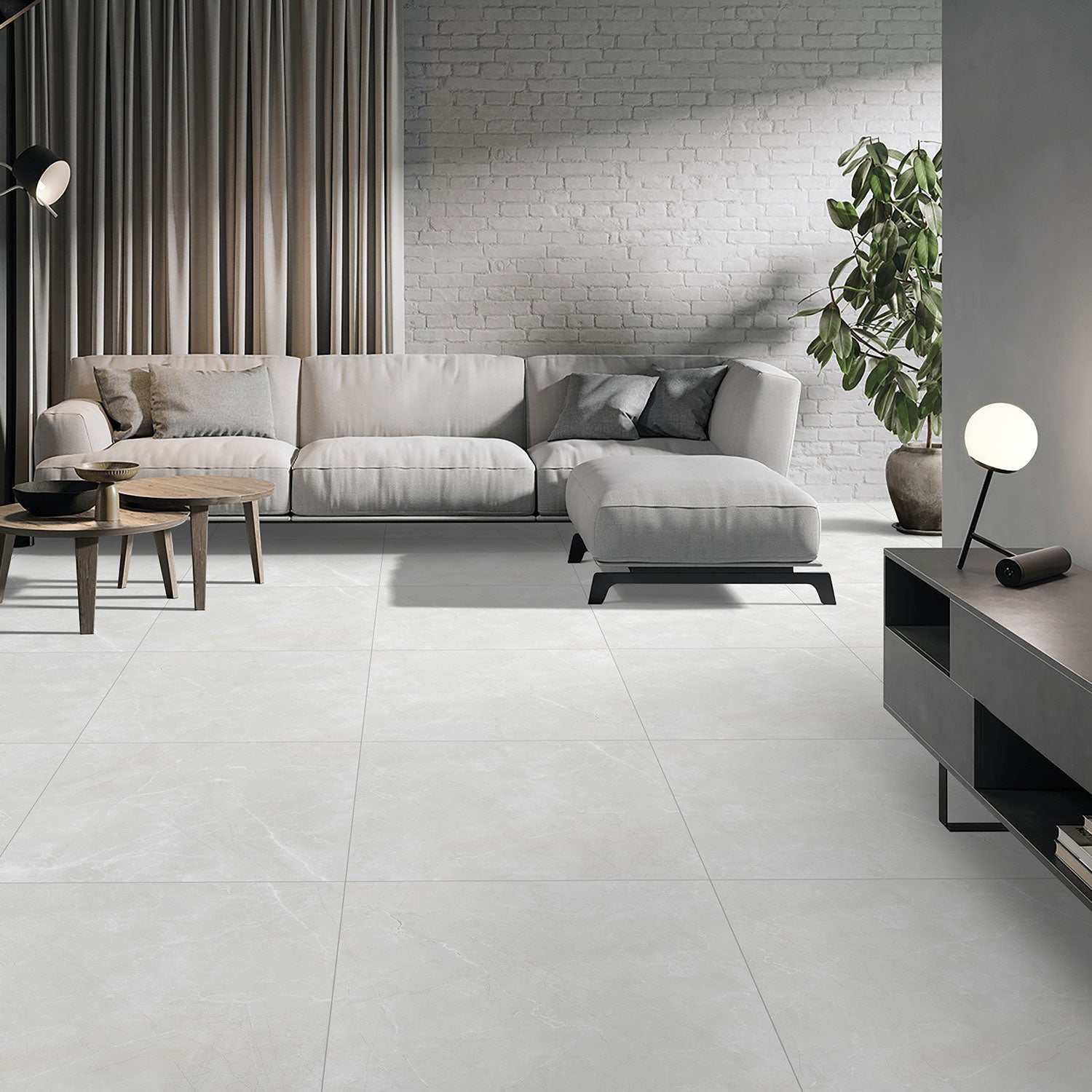 Emporia Carve Dappled Grey Stone Effect Matt Porcelain Tile 800x800mm