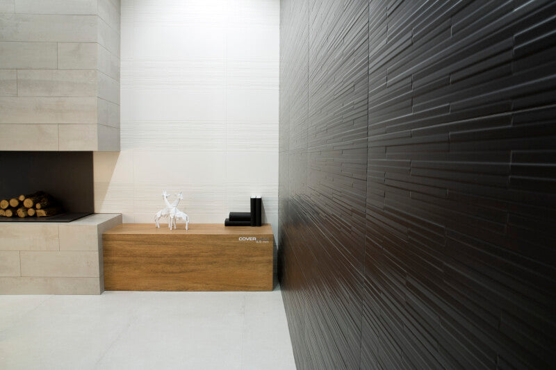 Emporia Dune Bahamas Black Textured Ceramic Wall Tile 300x900mm