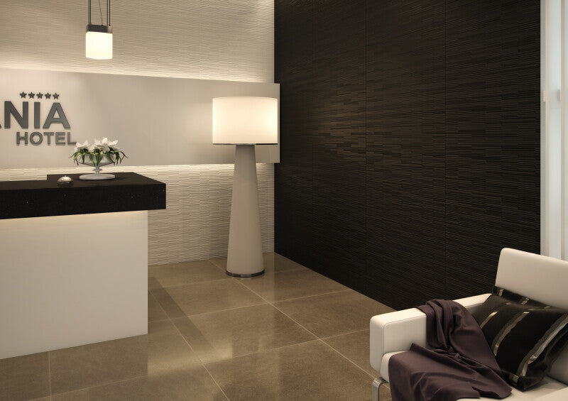 Emporia Dune Bahamas White Textured Ceramic Wall Tile 300x900mm