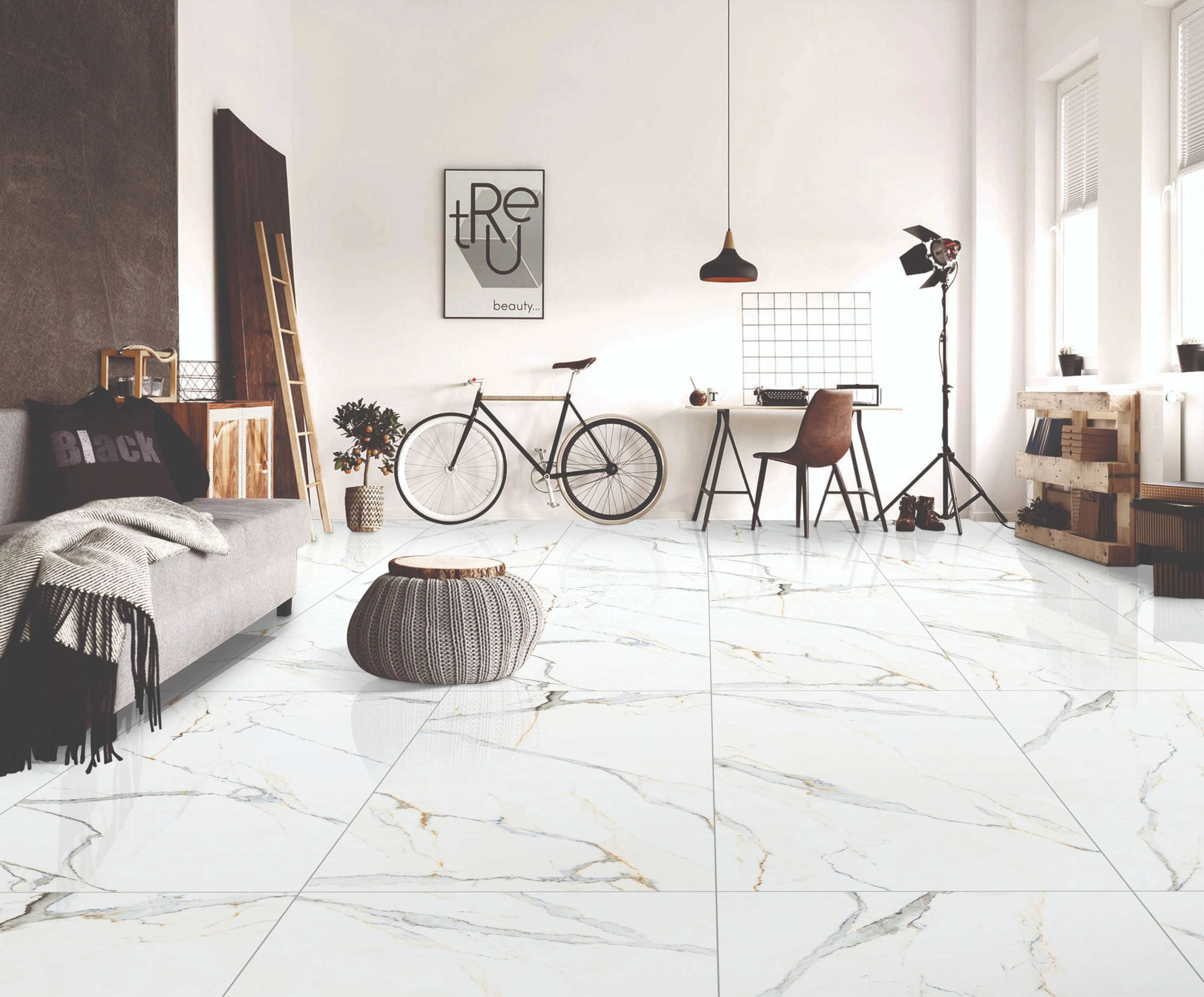 Emporio Dazzle Gold Carrara Sugar Finish Porcelain Tile 60x120cm