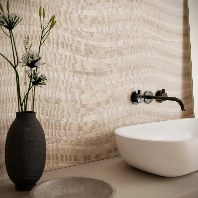 Emporia Canvas Sand Matt Ceramic Wall Tile 450x1200mm