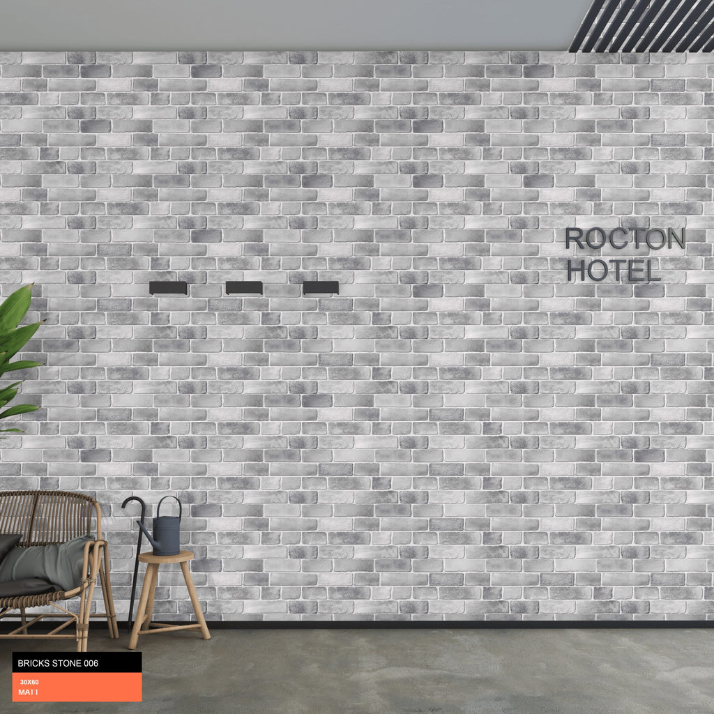 Emporio Brickstone Grey Matt Porcelain Tile 30x60cm