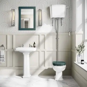 Hudson Traditional High-Level Toilet & Pedestal Basin – Midnight Green