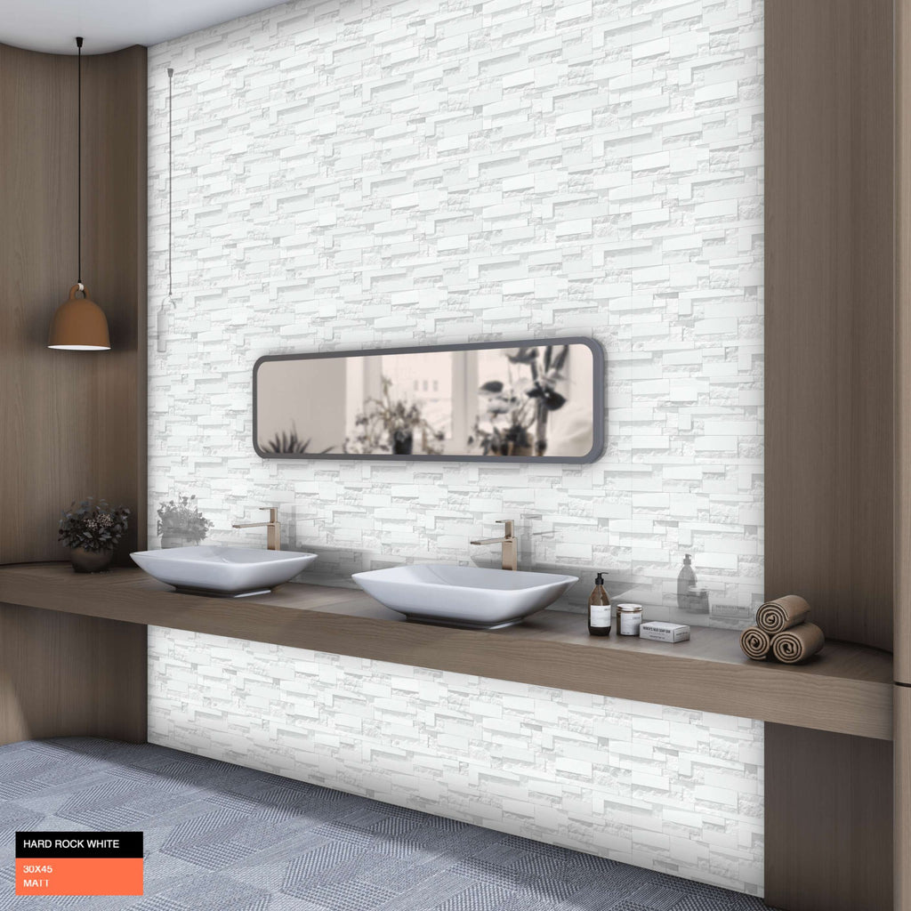 Emporio Hard Rock White Textured Porcelain Tile 30x45cm