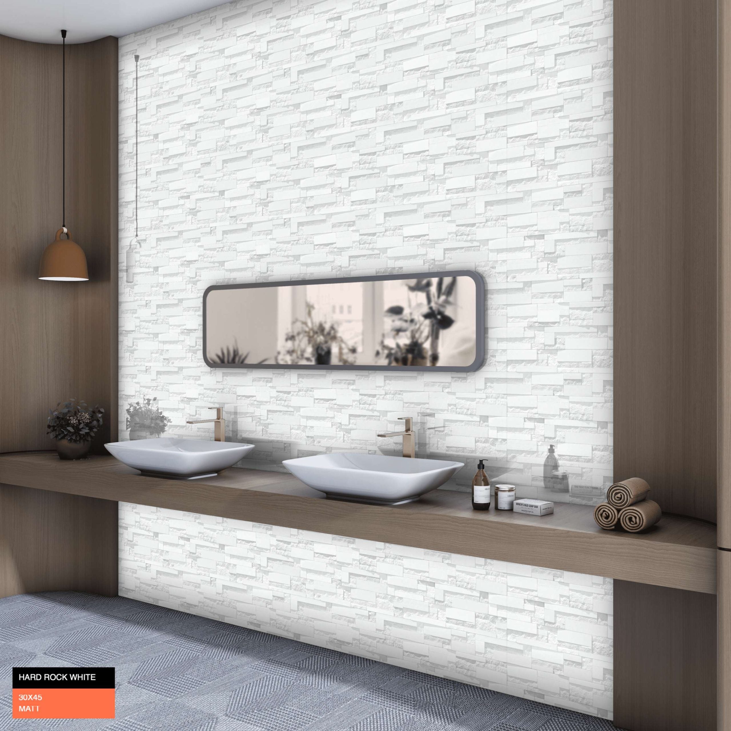 Emporio Hard Rock White Textured Porcelain Tile 30x45cm