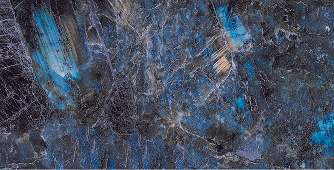 Emporia Lucent Nebula Blue Glass Polished Porcelain Tile 600x1200mm