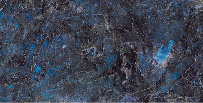 Emporia Lucent Nebula Blue Glass Polished Porcelain Tile 600x1200mm