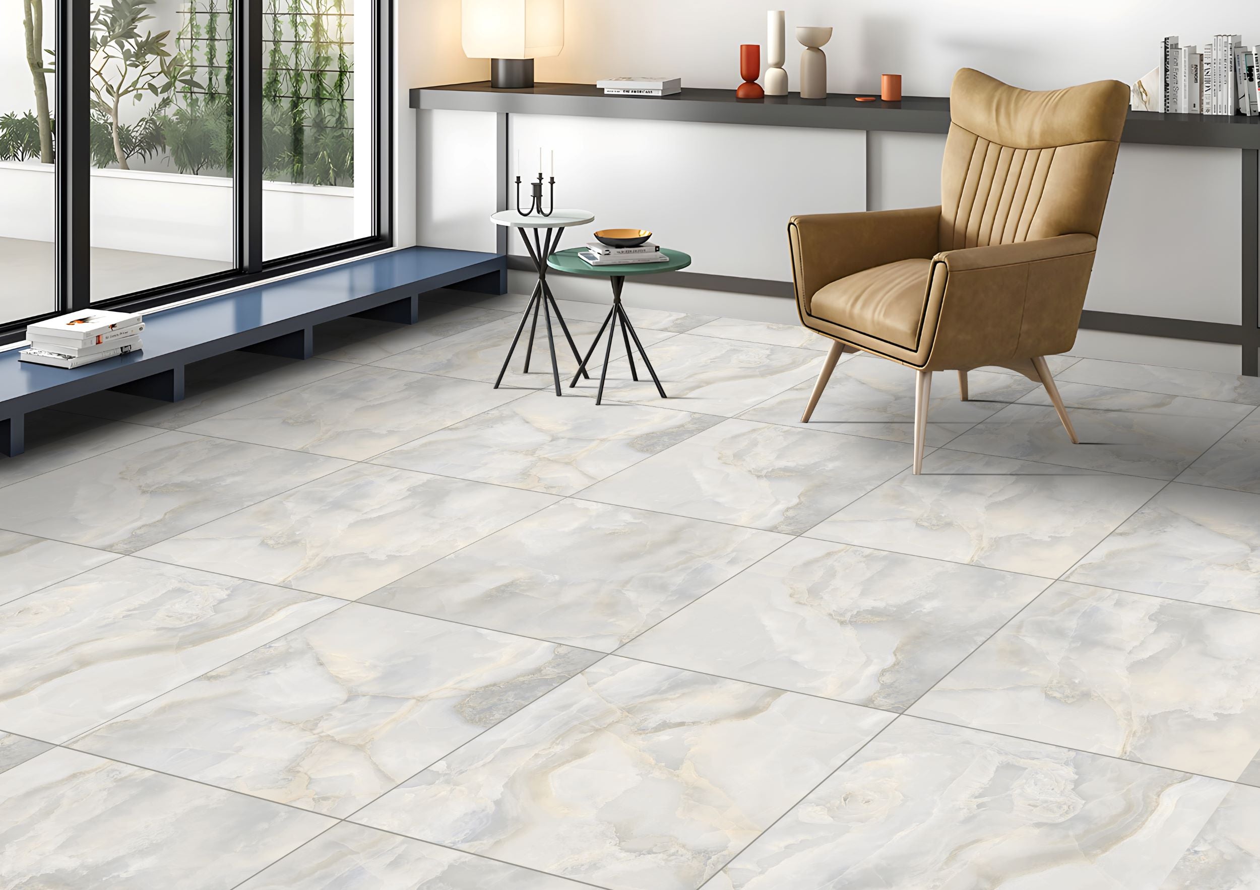 Emporio Ruby Onyx Sky Matt Porcelain Tile 60x60cm