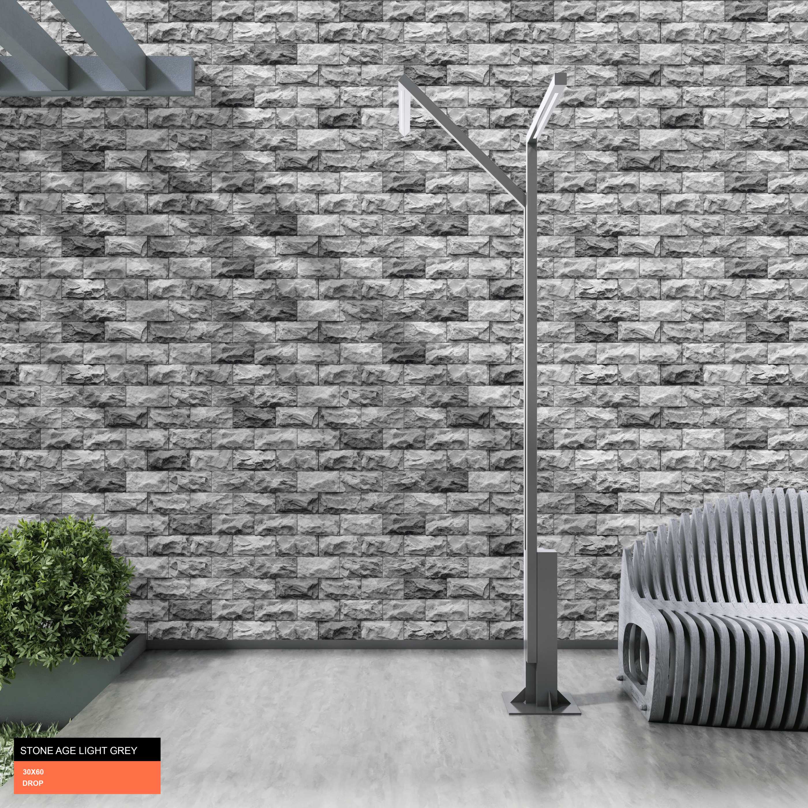 Emporio Stoneage Light Grey Textured Porcelain Tile 30x60cm