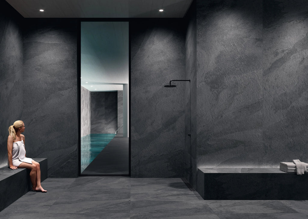 Emporia Annapurna Black Stone Effect Sintered Stone Panel 600x1200mm