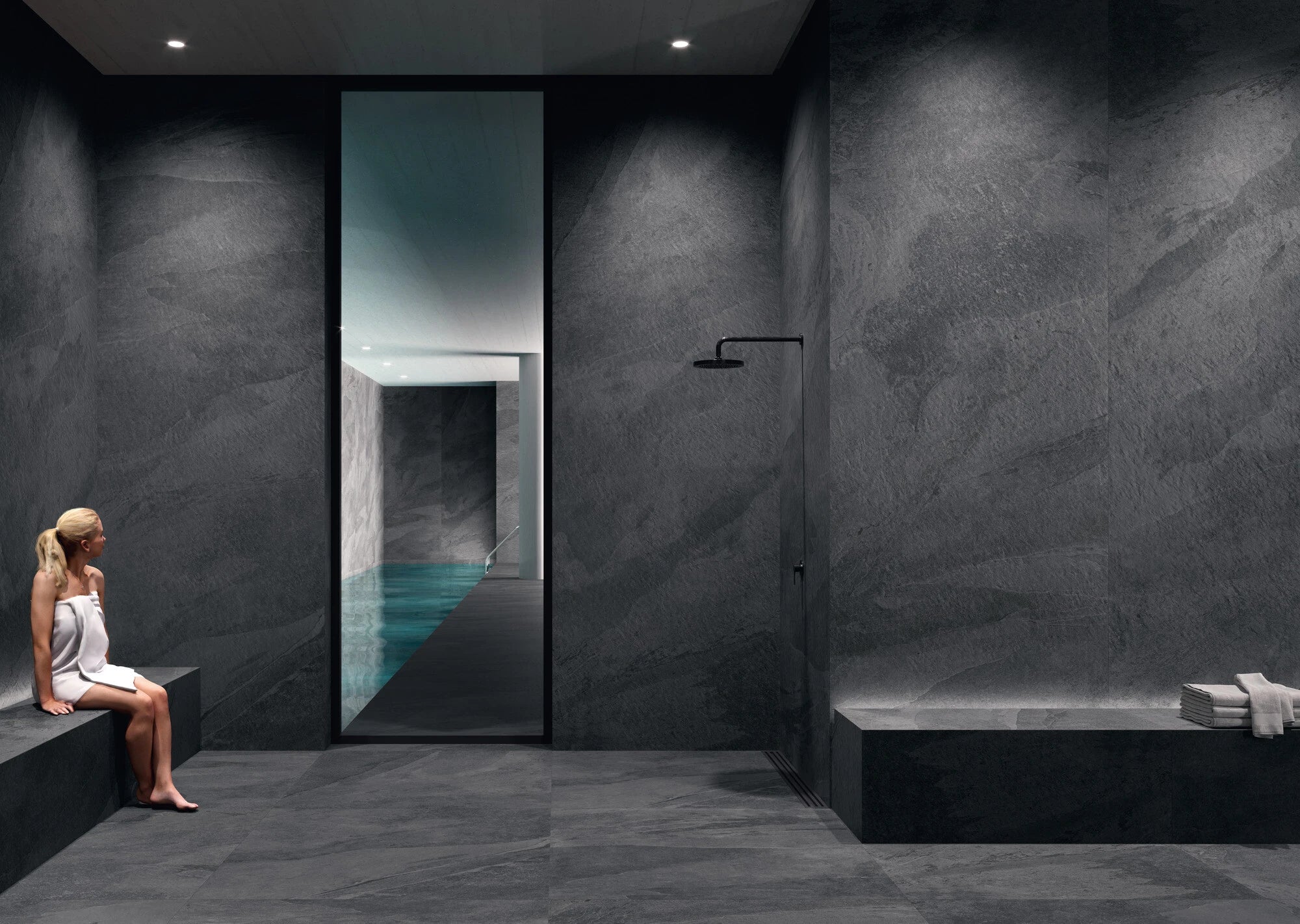 Emporia Annapurna Black Stone Effect Sintered Stone Panel 600x1200mm