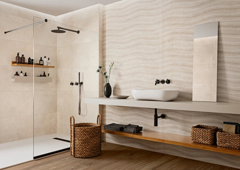 Emporia Canvas Sand Matt Ceramic Wall Tile 450x1200mm