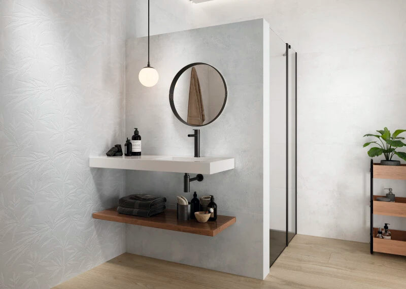 Emporia Canvas Escena Sky Blue Textured Ceramic Wall Tile 450x1200mm