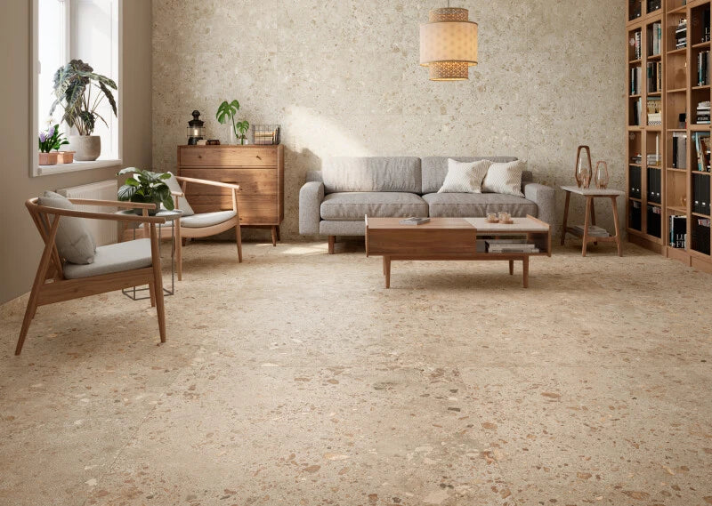 Emporia Bierzo Moka Stone Effect Satin Finish Porcelain Tile 1200x1200mm