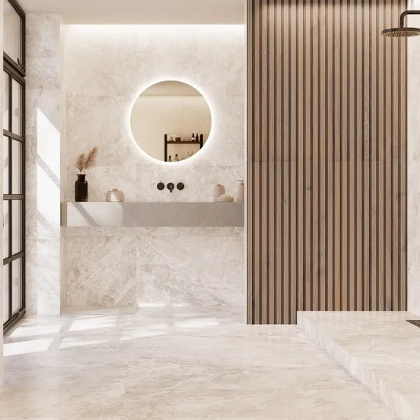 Mylos Ivory Stone Effect Matt Porcelain Wall & Floor Tile - 600x1200mm  Meta Title