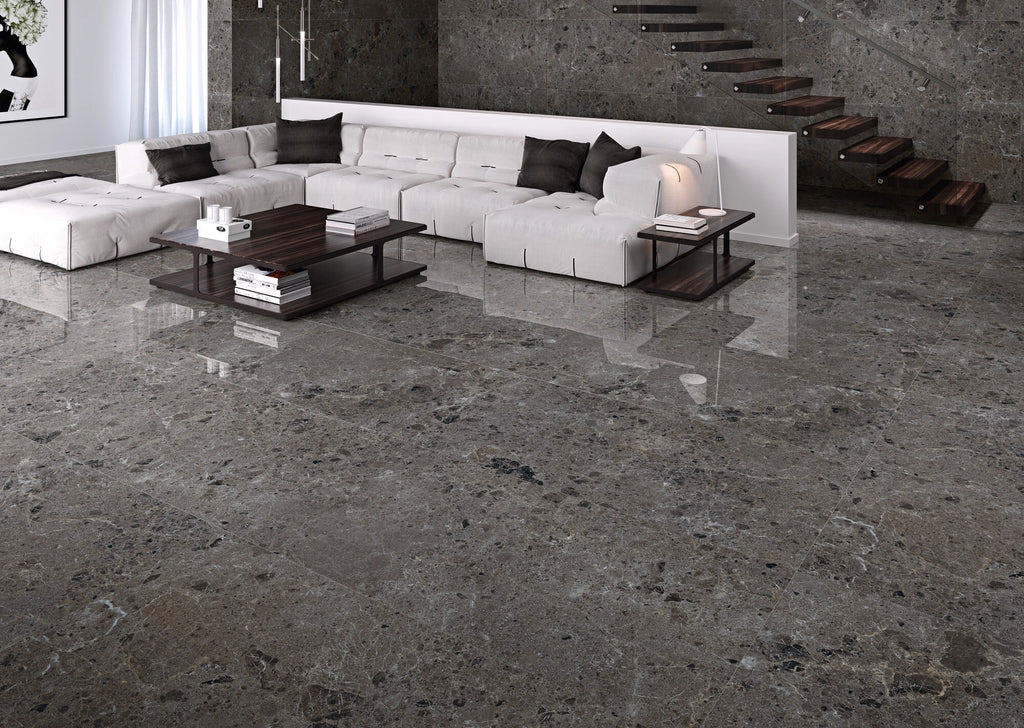 Emporia Artic Anthracite Ceppo & Marble Effect Matt Porcelain Tile 800x800mm
