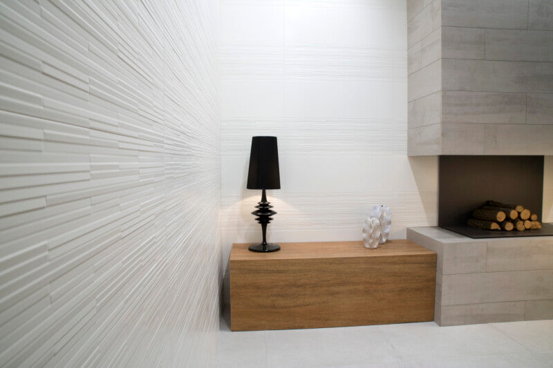 Emporia Dune Bahamas White Textured Ceramic Wall Tile 300x900mm
