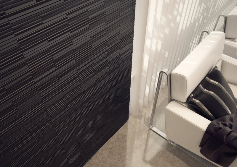 Emporia Dune Bahamas Black Textured Ceramic Wall Tile 300x900mm