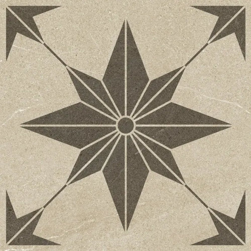 Bellevue Star Decor Ivory Matt Stone Effect Porcelain Outdoor Slab Tile