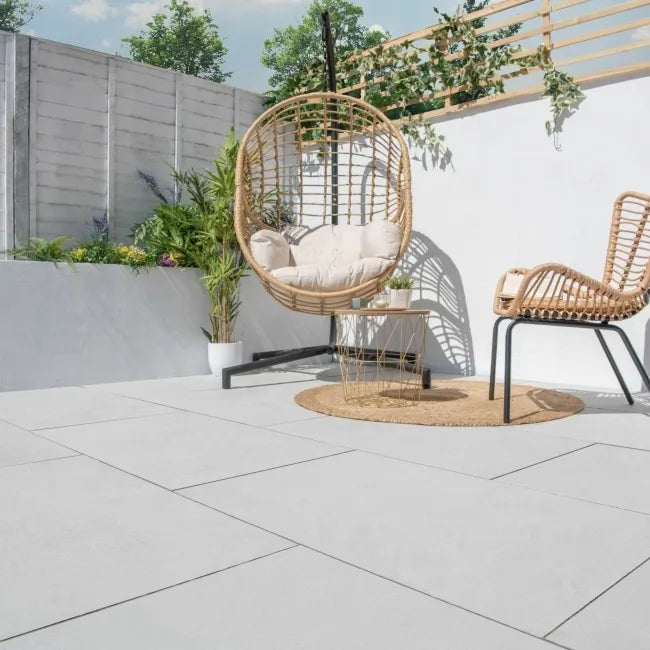 Bellevue White Matt Stone Effect Porcelain Outdoor Slab