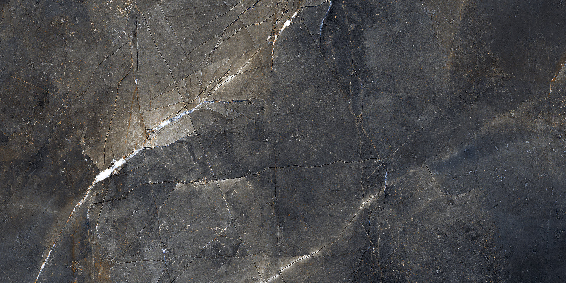 Emporia Storm Black Thunder Marble Effect Polished Porcelain Tile 600x1200mm