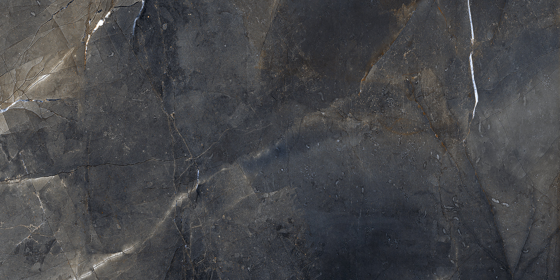 Emporia Storm Black Thunder Marble Effect Polished Porcelain Tile 600x1200mm