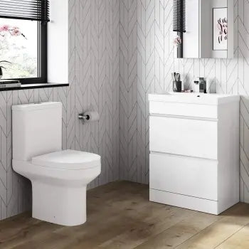 Trent Gloss White 600mm Basin Drawer Vanity & Toilet Set