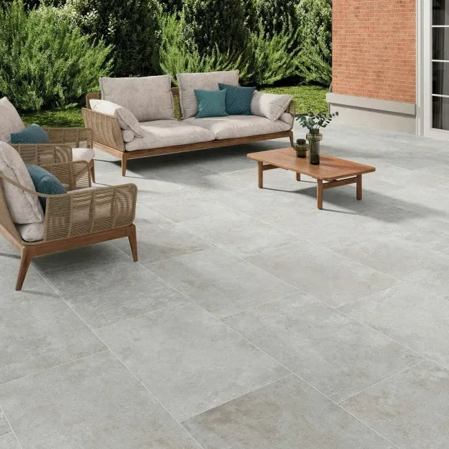Crassana Grey Concrete Effect Large Outdoor Matt Porcelain Paving Slab