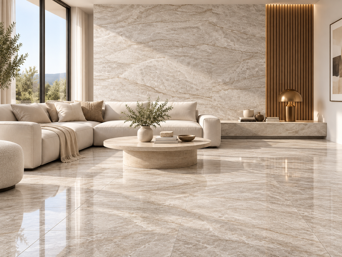 Taj Mahal Sand Spanish porcelain stone effect floor and wall tile