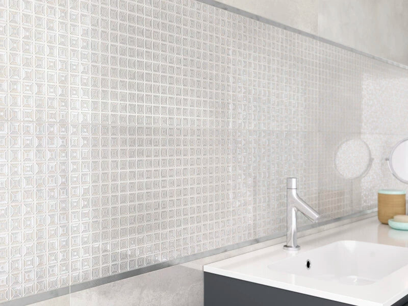 Emporia Meridian Steel Metallic Trim Ceramic Wall Tile 15x1000mm