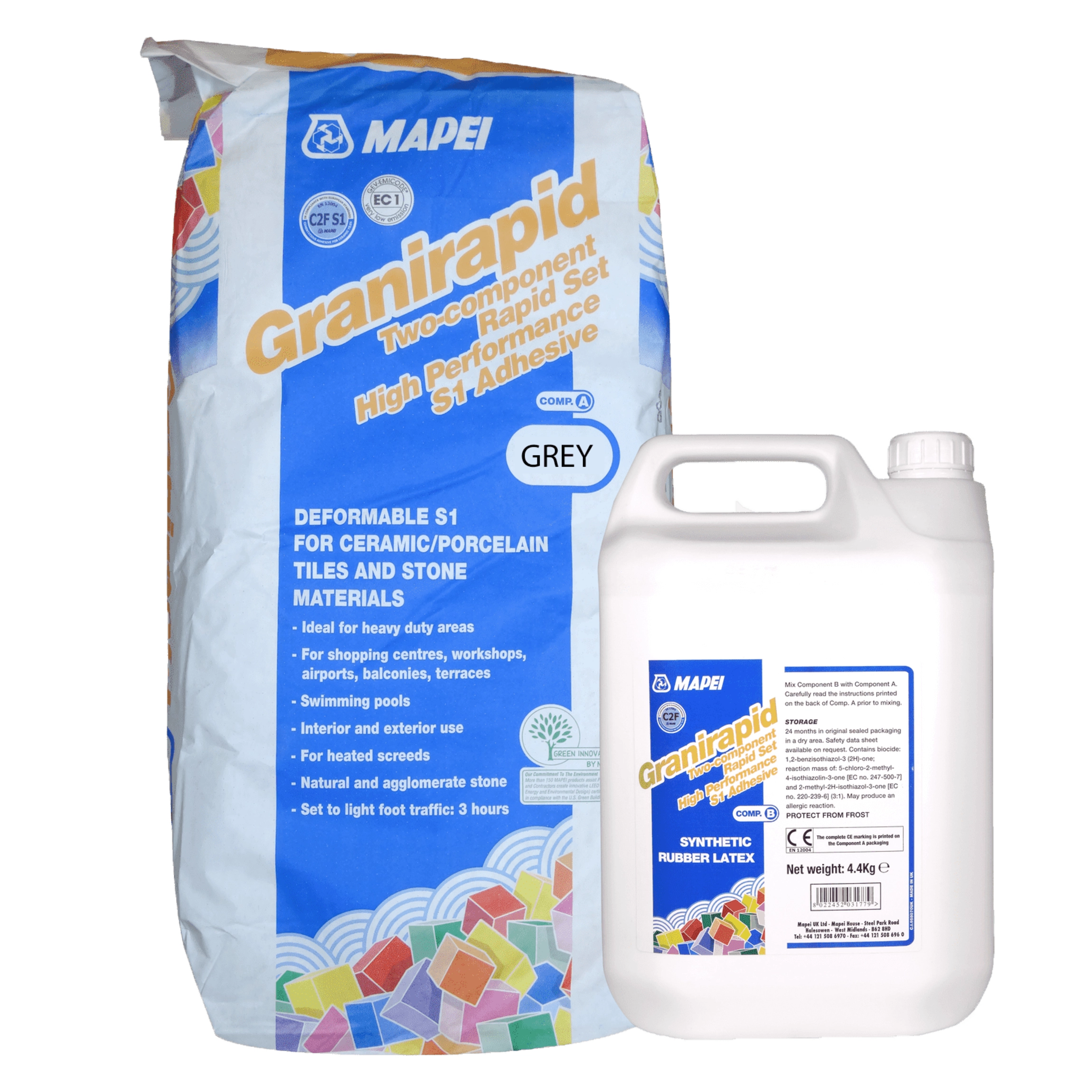 Mapei Granirapid Grey Two-Part Rapid Set S2 Flexible Adhesive Kit