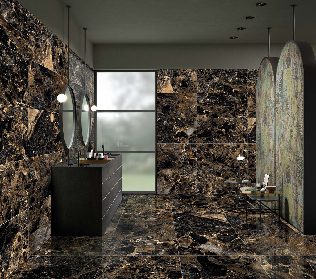 Emporia Sovereign Calacatta Gold Marble Effect Polished Porcelain Tile 600x1200mm