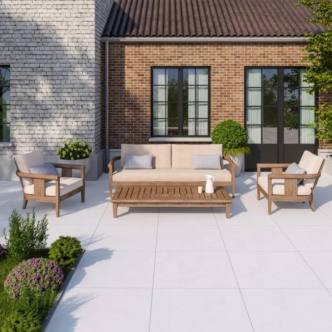 Newcon White Concrete Effect Matt Porcelain Outdoor Slab