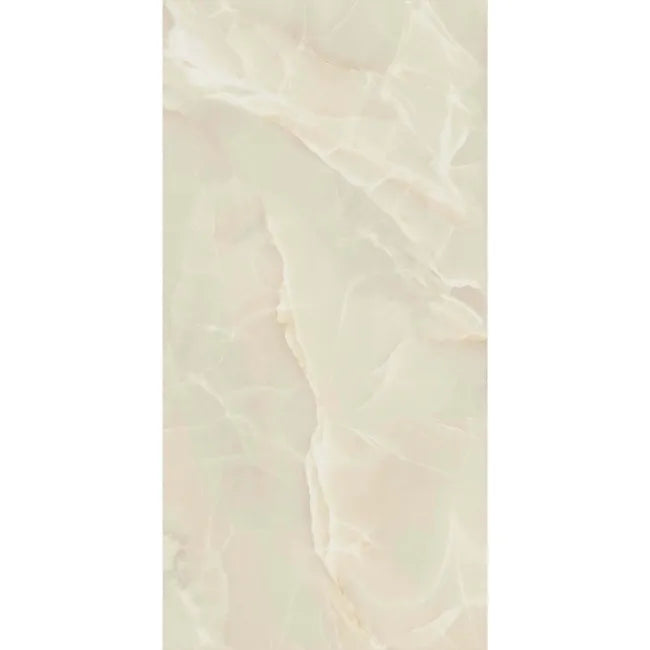 Onyx Marble Effect Cream Polished Porcelain Wall & Floor Tile - 600x1200mm