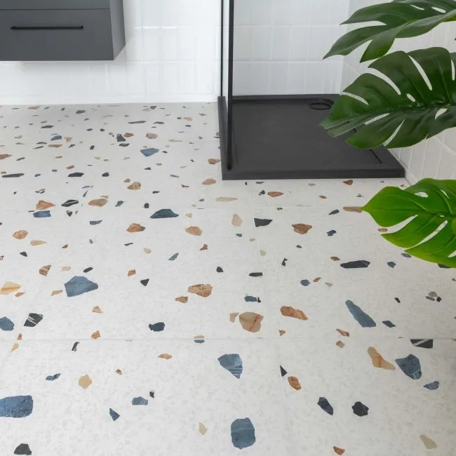 Trend White Terrazzo Multicolour Wall & Floor Tile - 600x600mm