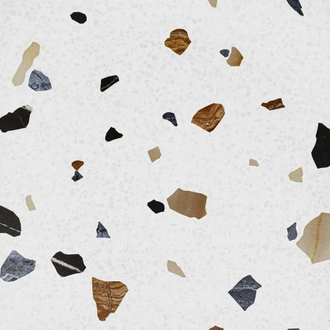 Trend White Terrazzo Multicolour Wall & Floor Tile - 600x600mm